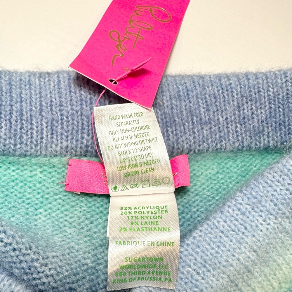 Lilly Pulitzer Wanetta Sweater Short, Surf Blue Spacedye, XXS - Picture 15 of 16